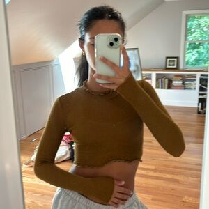 Urban Outfitters Out From Under Ribbed Long Sleeve Cropped Shirt